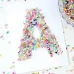 If you love confetti crafts, try this easy monogram letter art! This technique can be used with a variety of letter, numbers, and shapes.