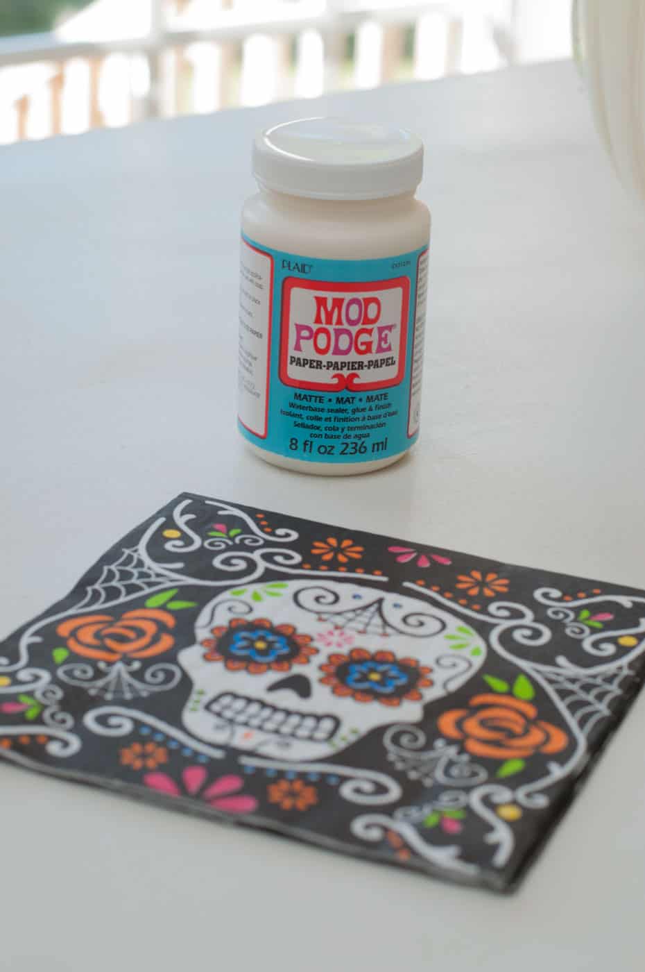 Paper Mod Podge and Day of the Dead napkins