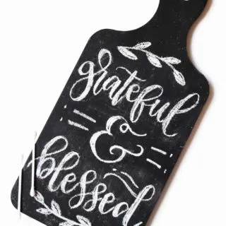 Cutting board painted with chalkboard paint