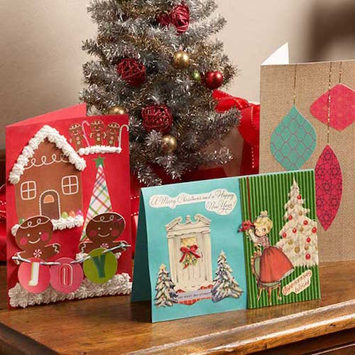 Handmade holiday greeting cards with Extreme Glitter Mod Podge