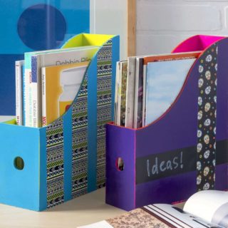 How to decorate wood magazine holders with paint and Duck Tape
