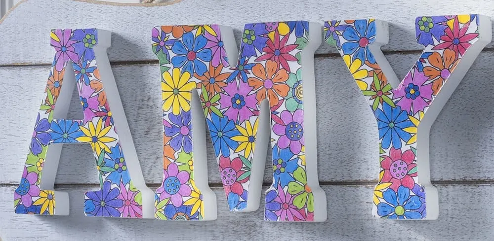 Letters A M and Y covered in coloring pages