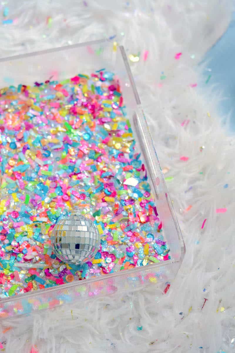 Colorful Confetti Tray Made in Minutes