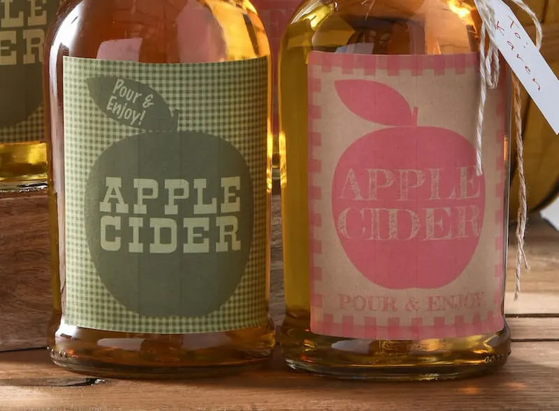 Apple cider bottles printable gift labels
