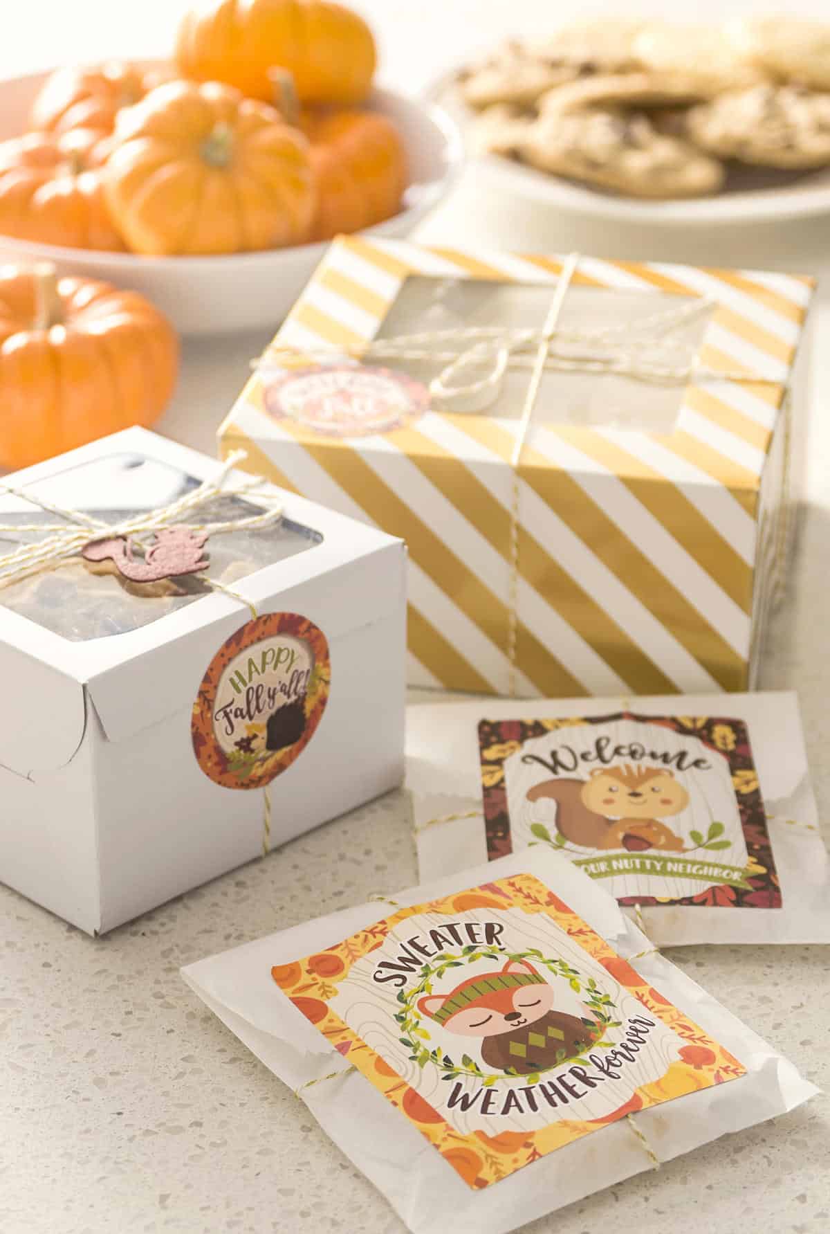 Easy Autumn Gifts for Neighbors with Free Printables