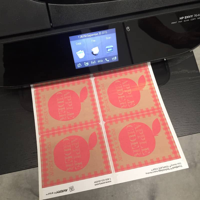 Printing out labels on an HP printer