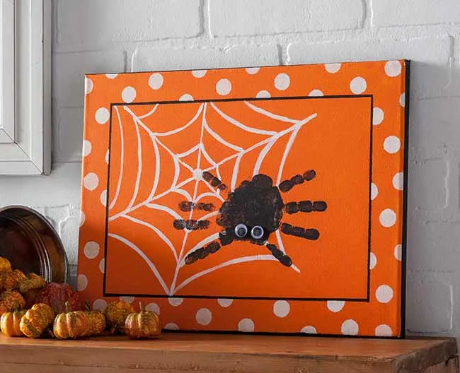 Spider Handprint Canvas for Halloween