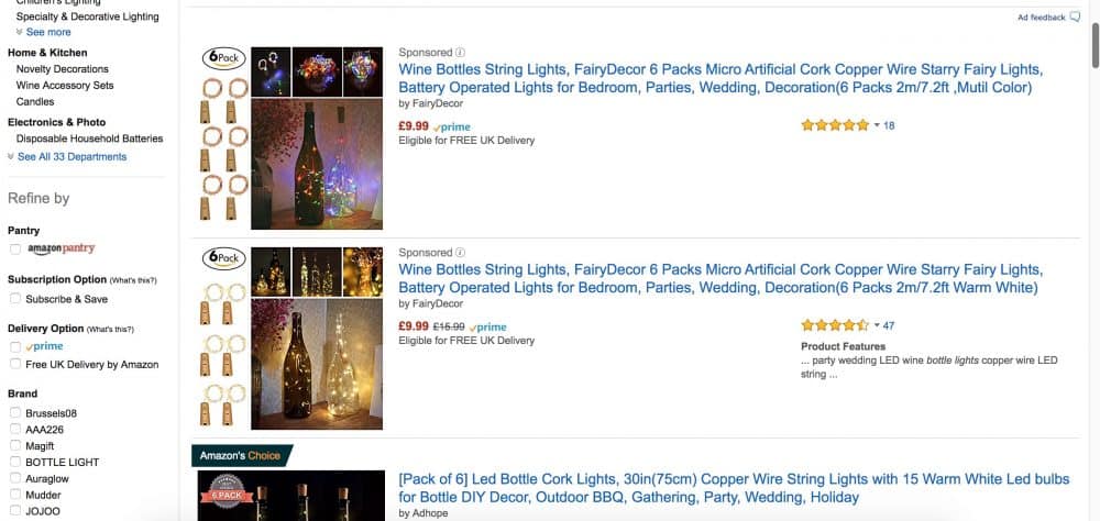 Amazon.co.uk search results for bottle lights