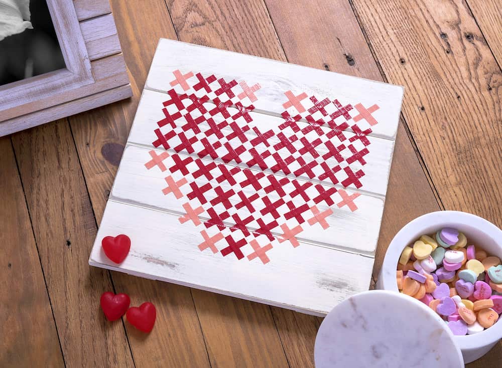 Easy Faux Cross Stitch Valentine's Day Art