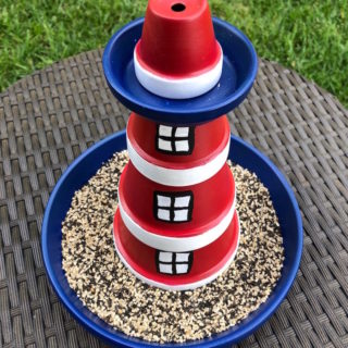 DIY clay pot lighthouse