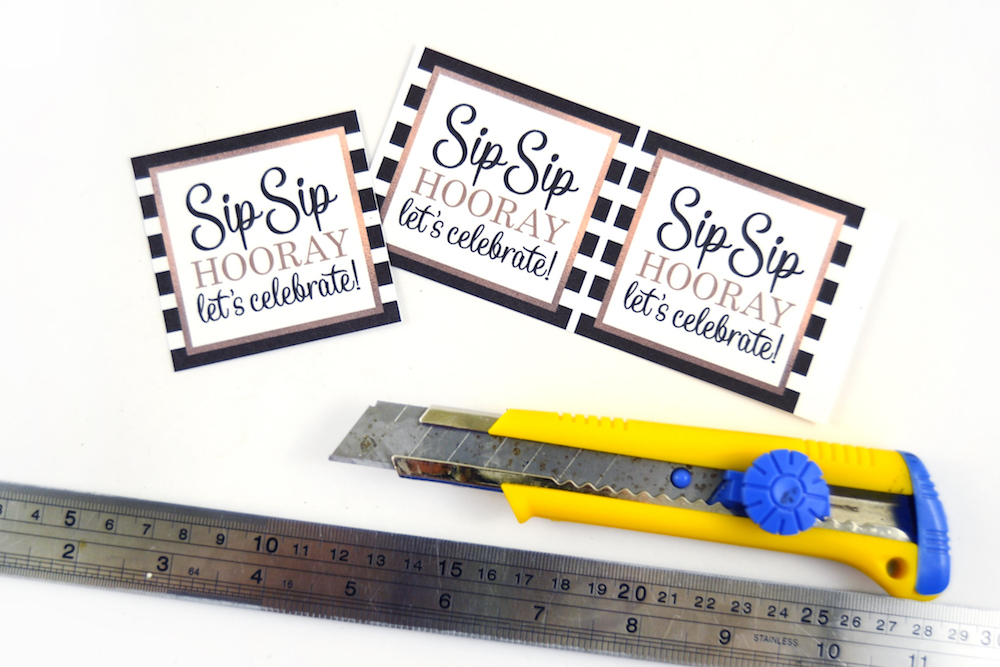 Cut your printable label to size using a razor and straight edge