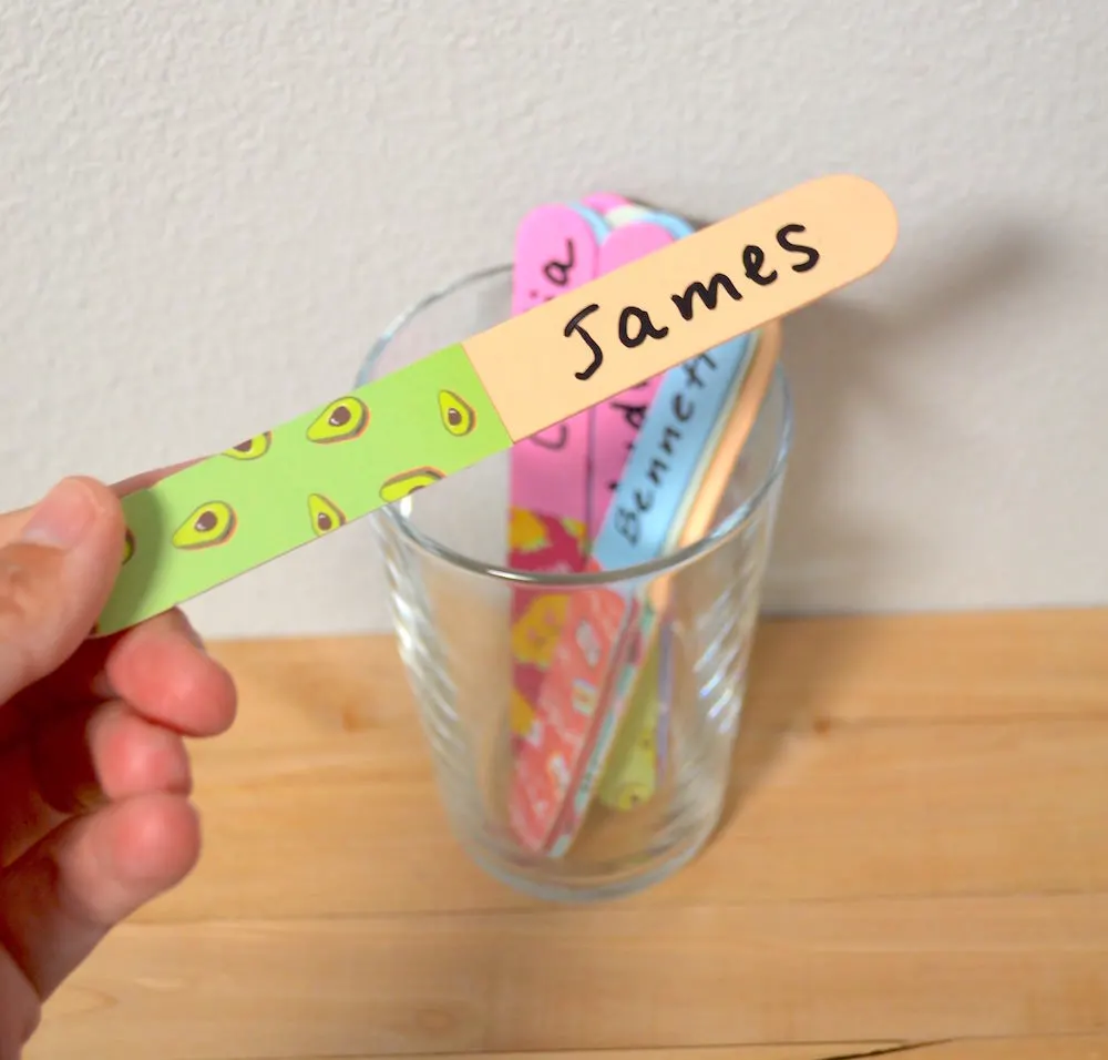 DIY student sticks made with popsicle sticks