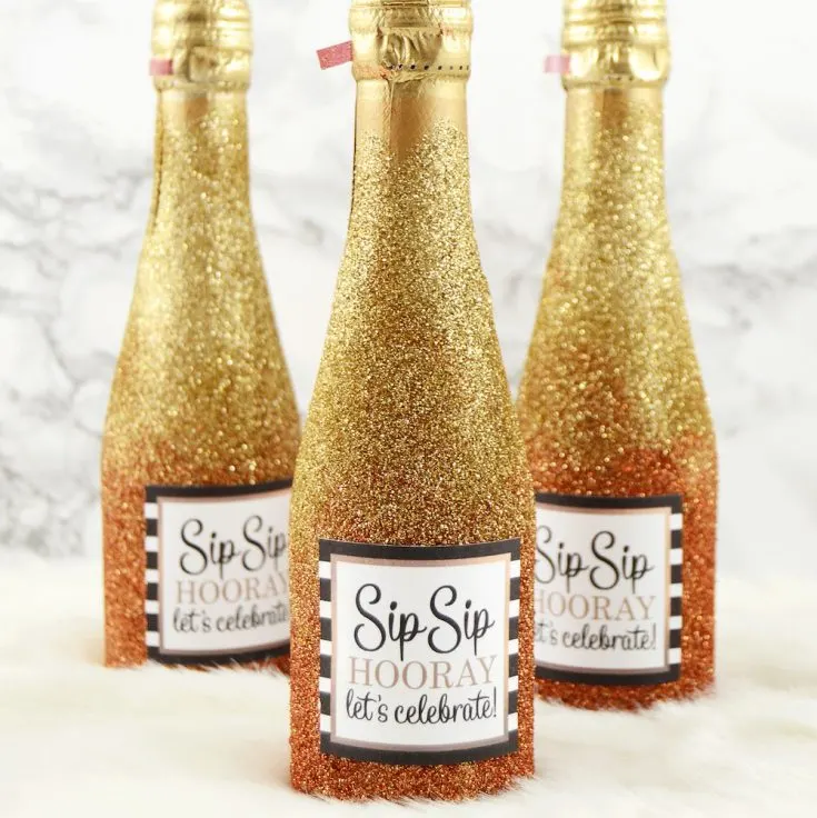 Glitter Mini Champagne Bottles Feature