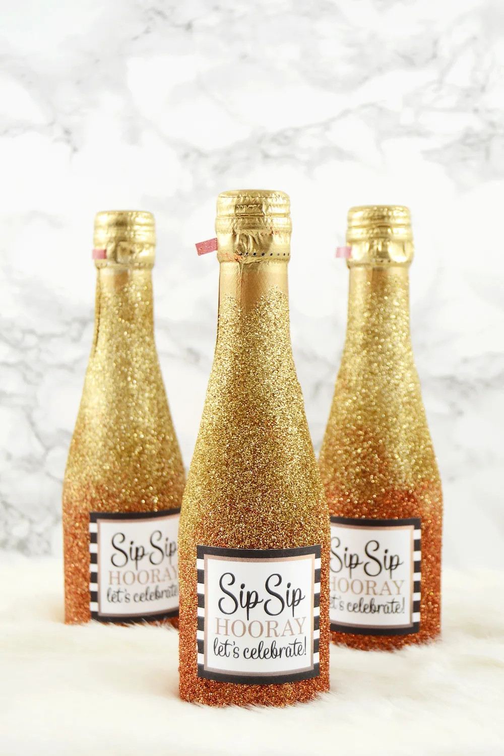 Glitter Mini Champagne Bottles - for Party or Wedding