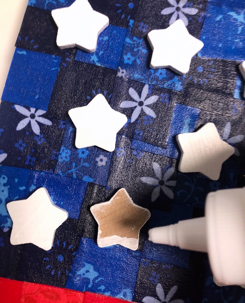 Gluing stars to canvas