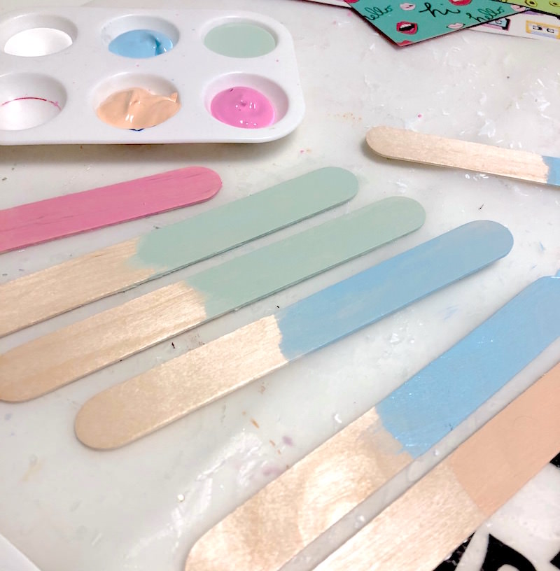 Paint the popsicle sticks with acrylic paint