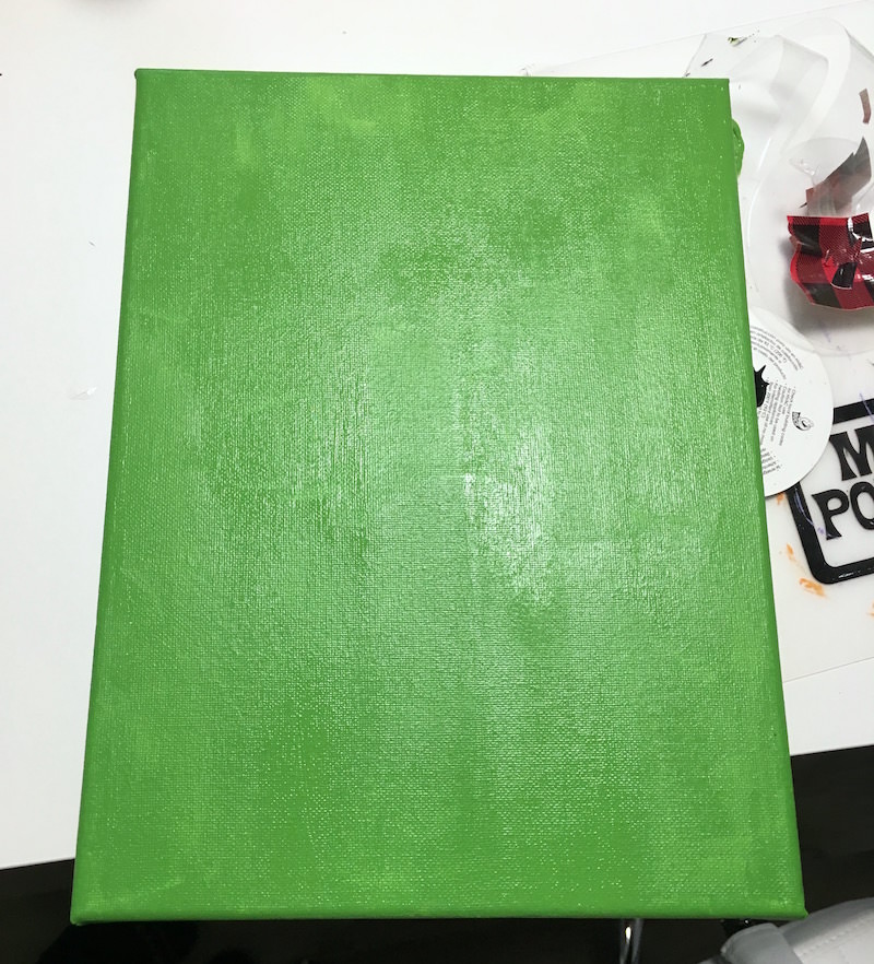 Green painted canvas