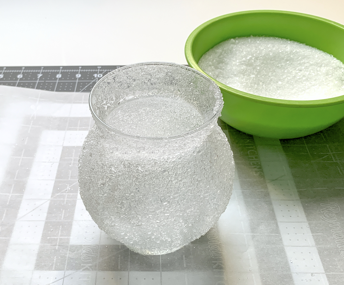 Glass jar covered in epsom salt