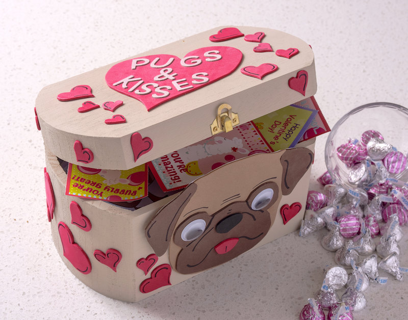 Pugs and Kisses valentine box for boys