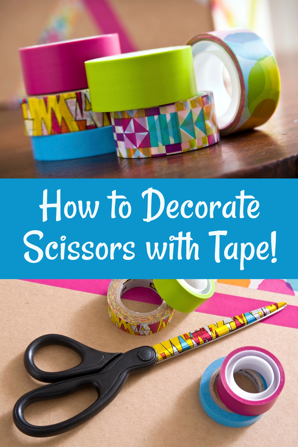 Decorate Scissors with washi tape