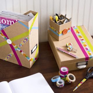 Decorative desk supplies with washi tape