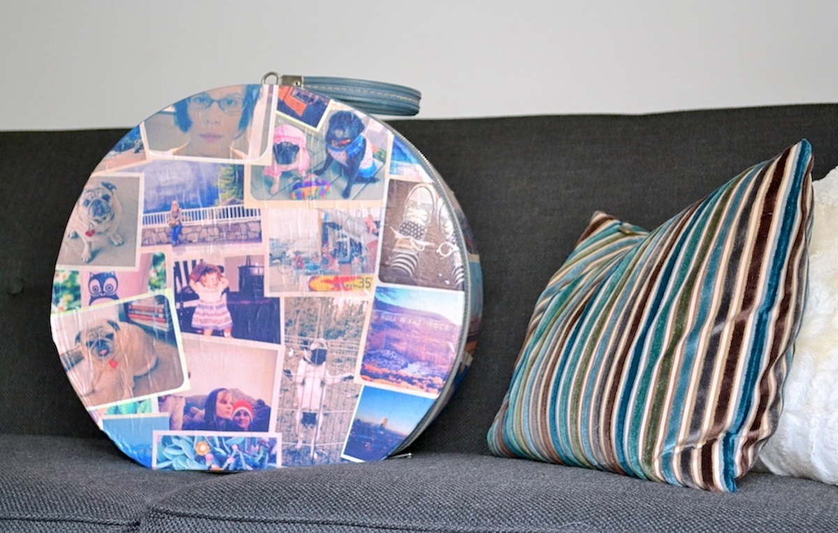 decorate a suitcase with Mod Podge