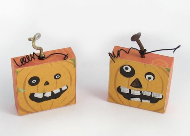 DIY Halloween magnets that look like pumpkins