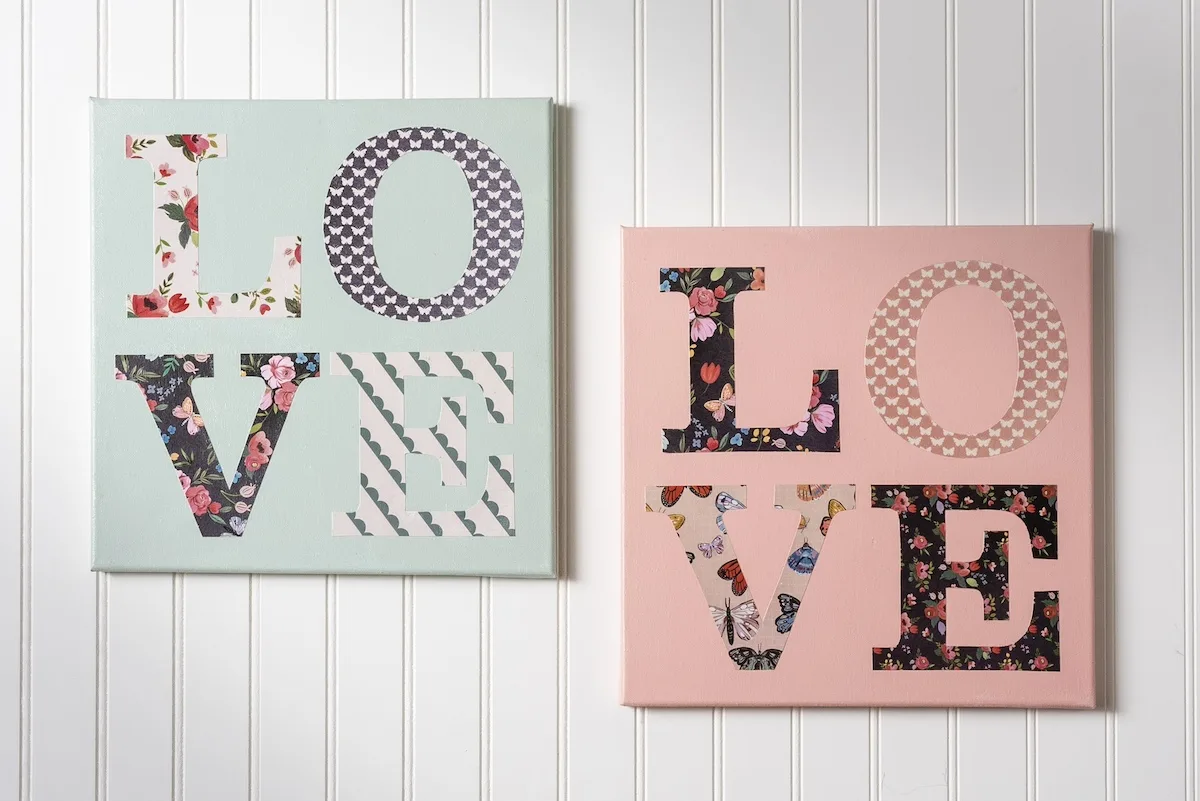 DIY love canvases