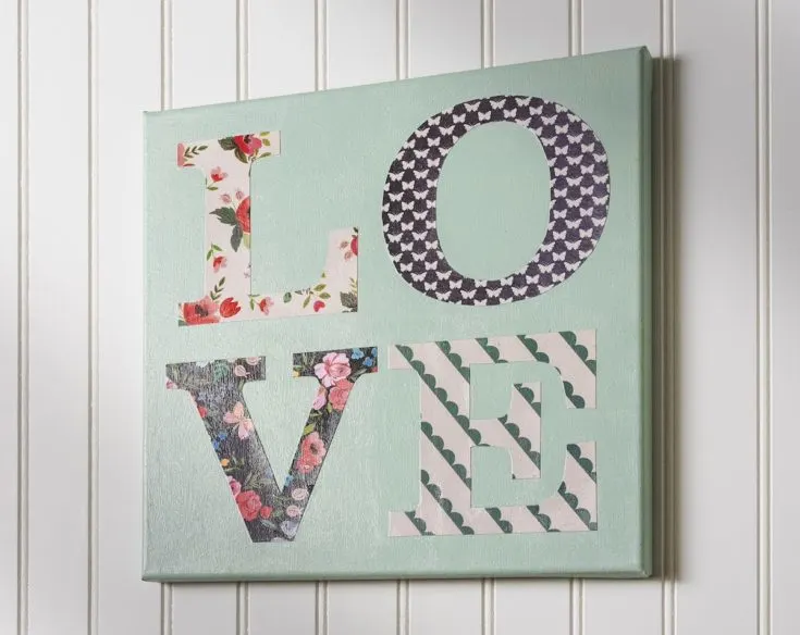 love canvas with mod podge