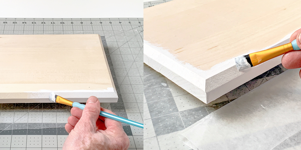 Paint the edges of the plaque with white craft paint