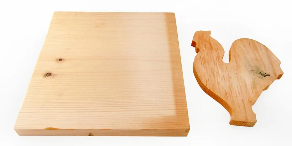 Wood square and wood rooster