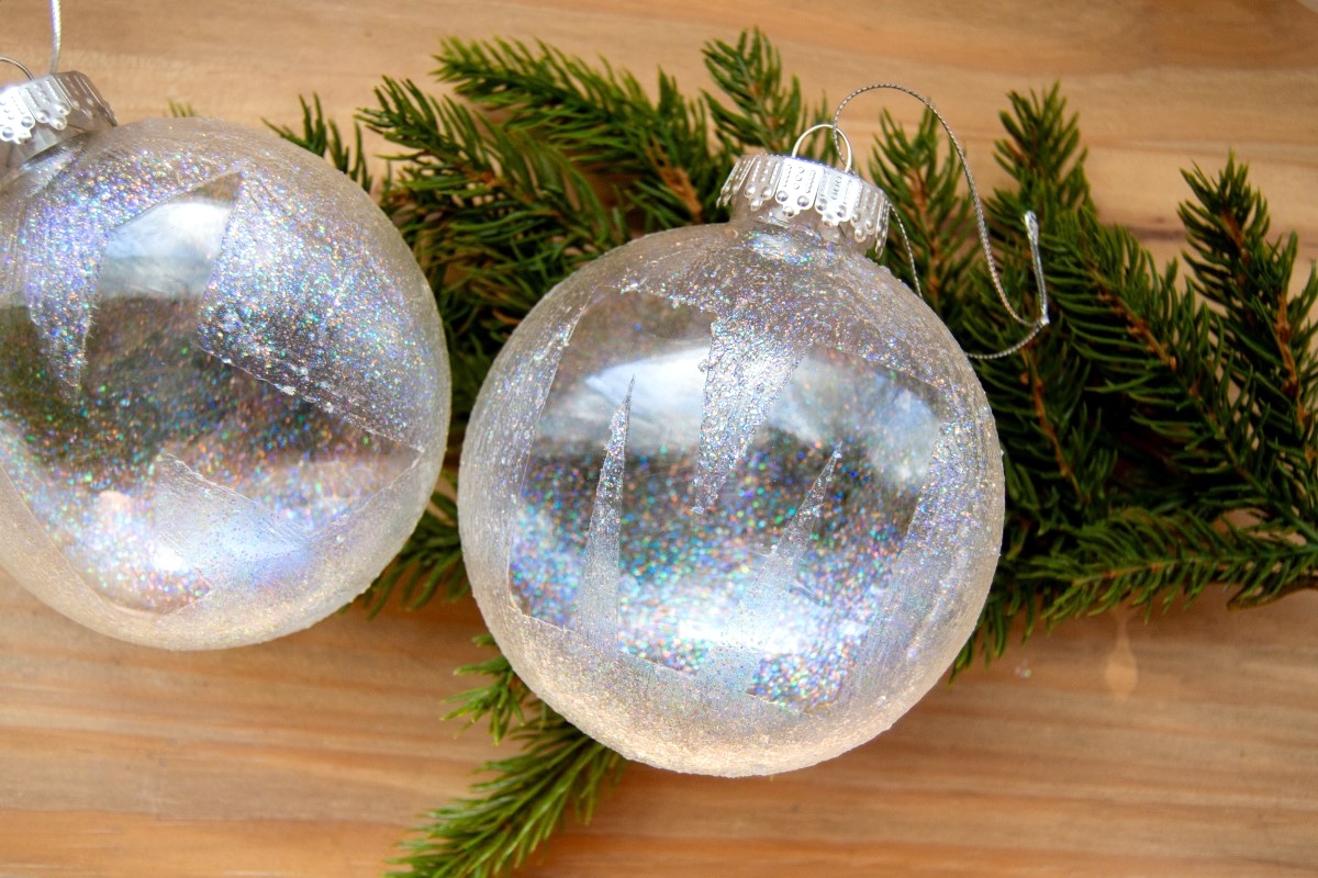 diy glitter ornaments with mod podge