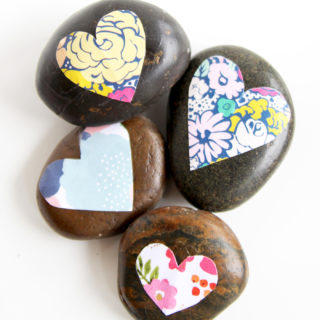 decorate stones with Mod Podge and paper