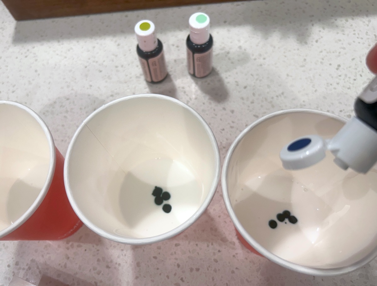 gel food coloring added to Mod Podge