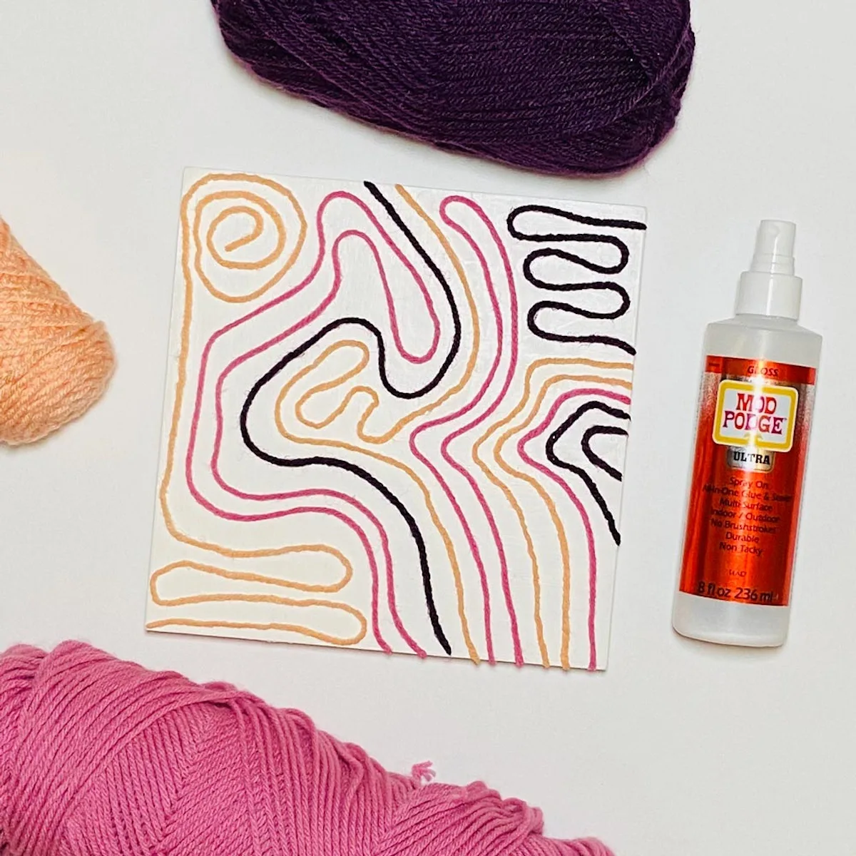 Mod Podge ultra yarn art