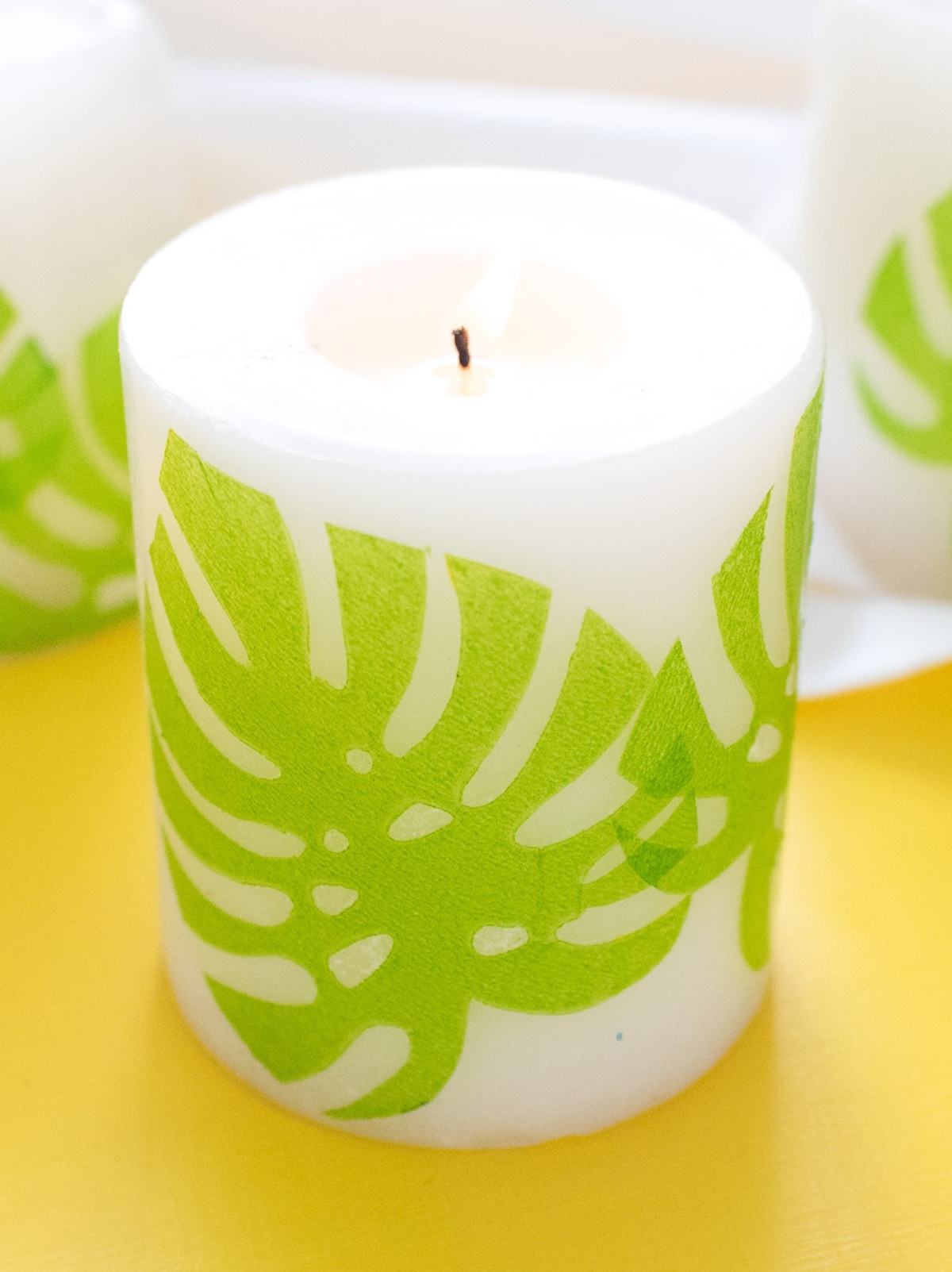 Candles with napkins Mod Podged onto them