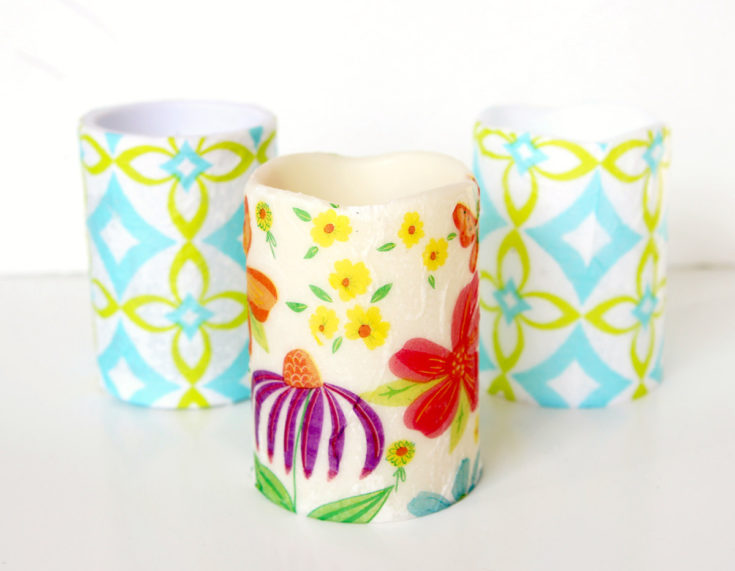 Decoupage Candles with Dollar Tree Napkins