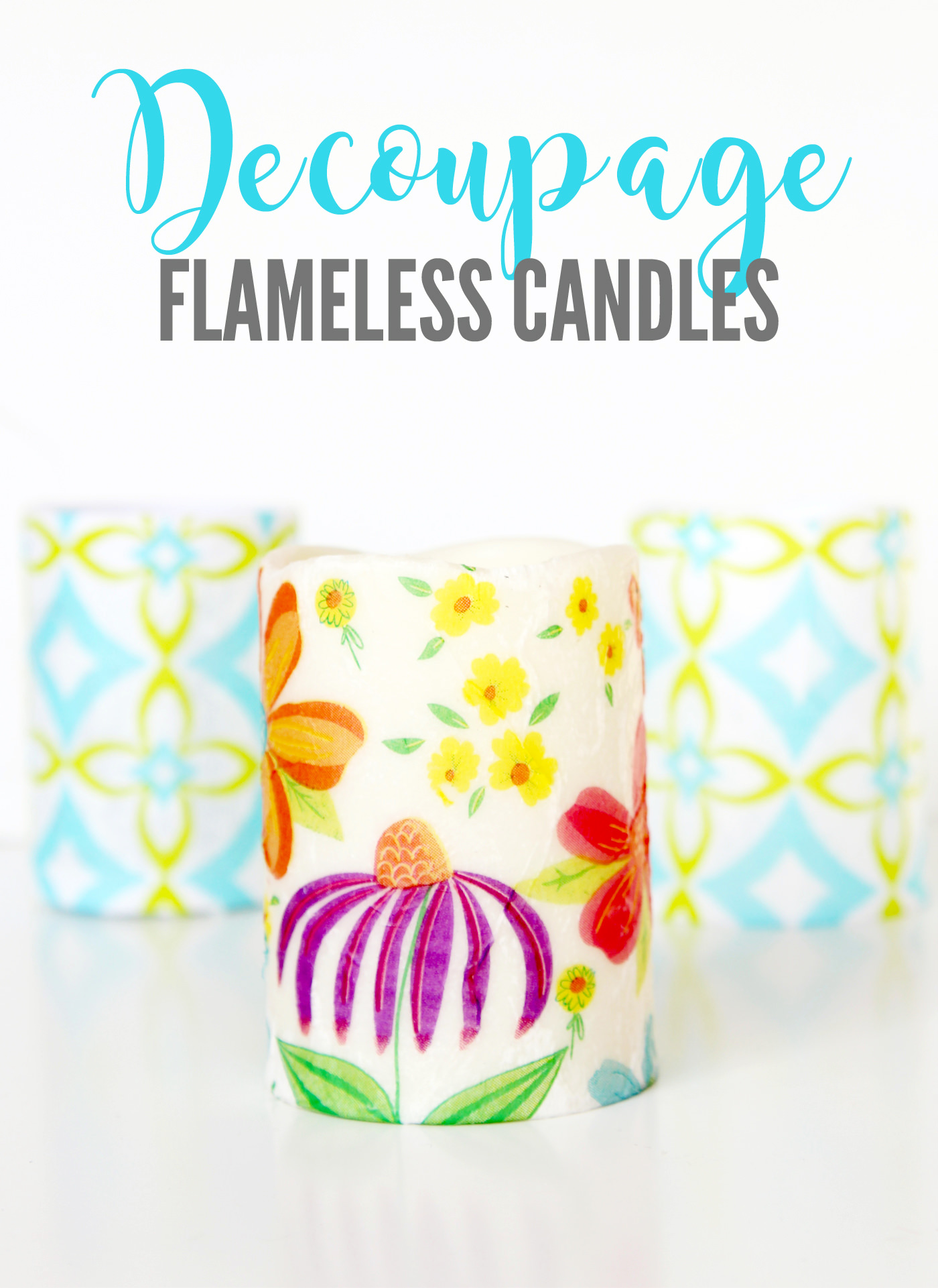 Easy Mod Podge candles with napkins