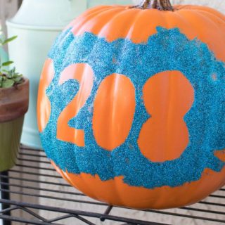 diy glitter pumpkin with a house number