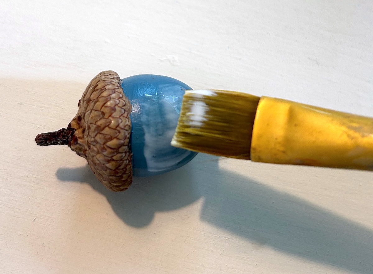 painting acorns with mod podge satin