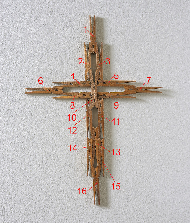 Clothespin cross diagram