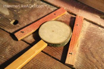 wood slice placed in a jig