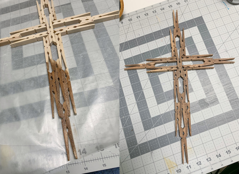 Staining-a-clothespin-cross-with-acrylic-paint