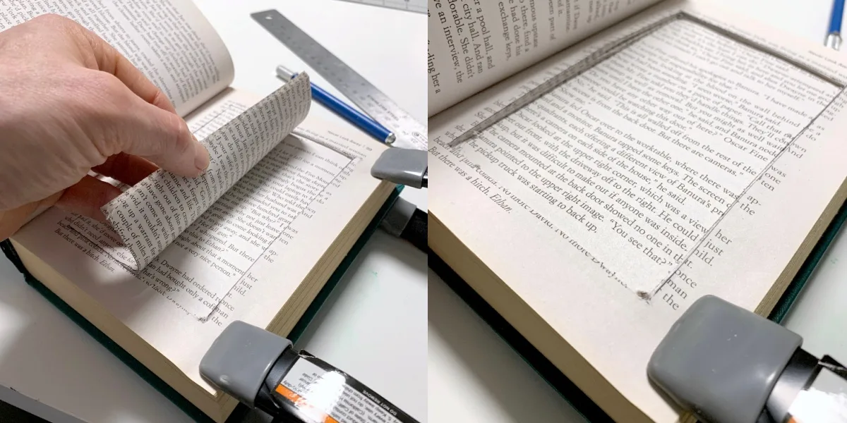 Cutting and removing book pages