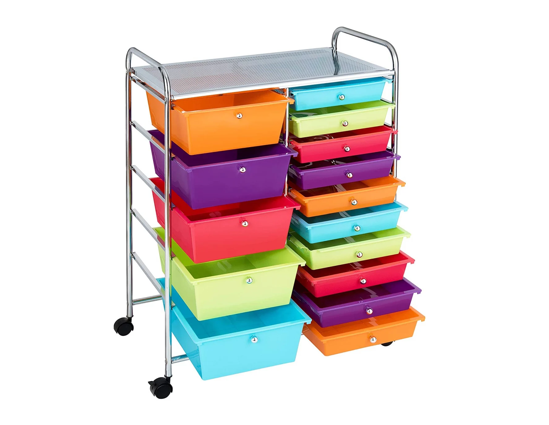 Giantex 15-Drawer Organizer Cart Office School Storage Cart Rolling Drawer Cart