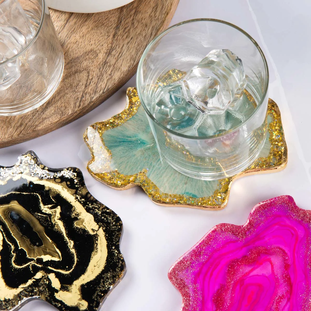 Colorful geode coasters