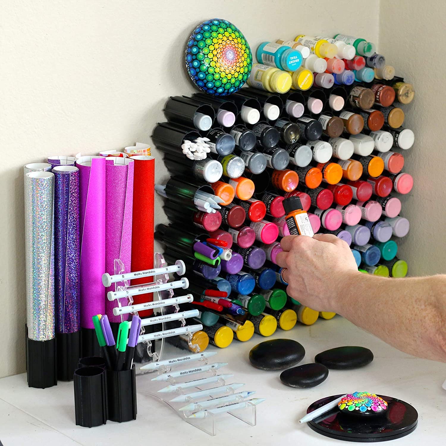 Hex Hive Craft Paint Storage Organizer Rack for 2 oz Paint Bottles