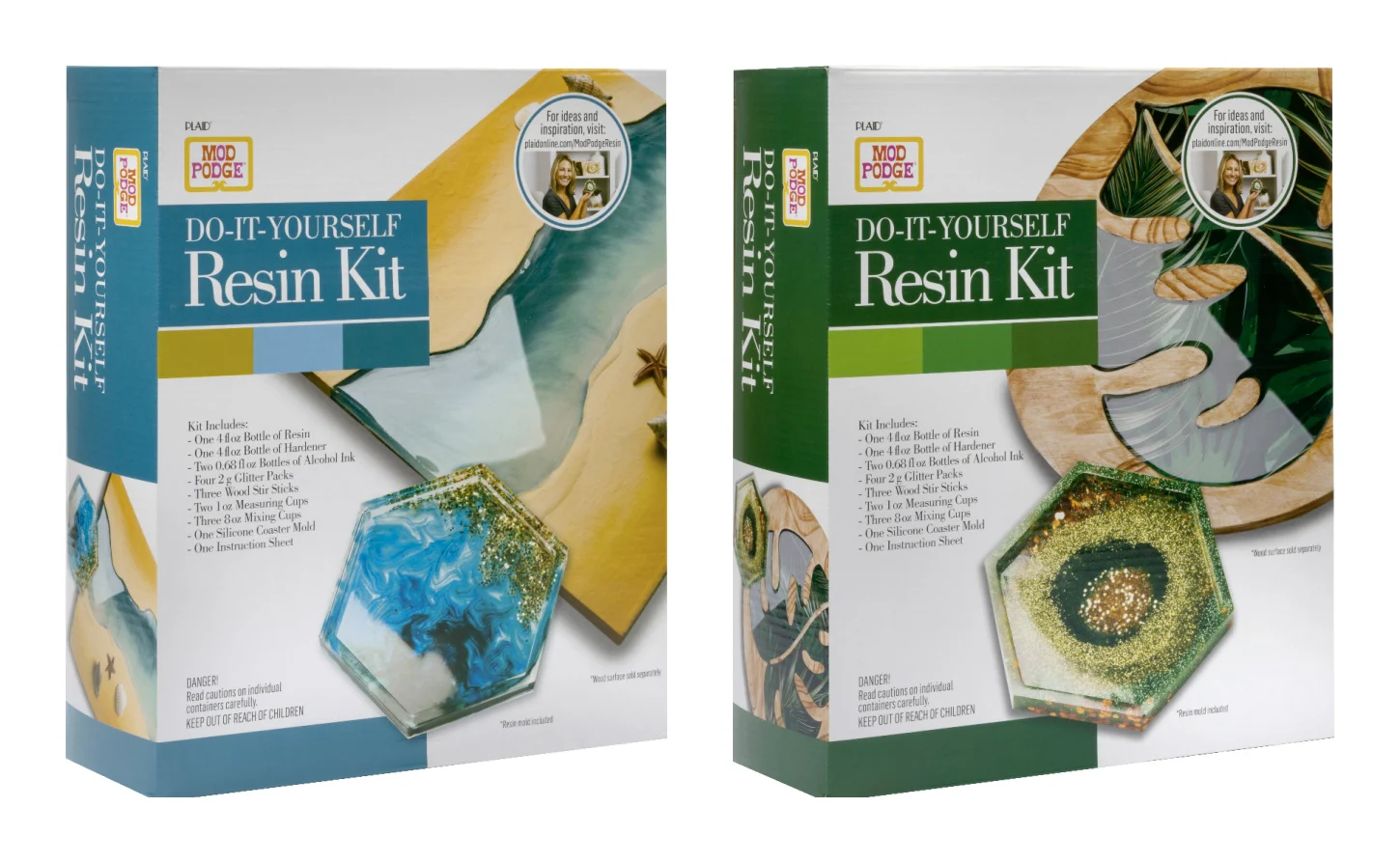 Plaid Mod Podge Resin Coaster kit Green resin craft kit reusable