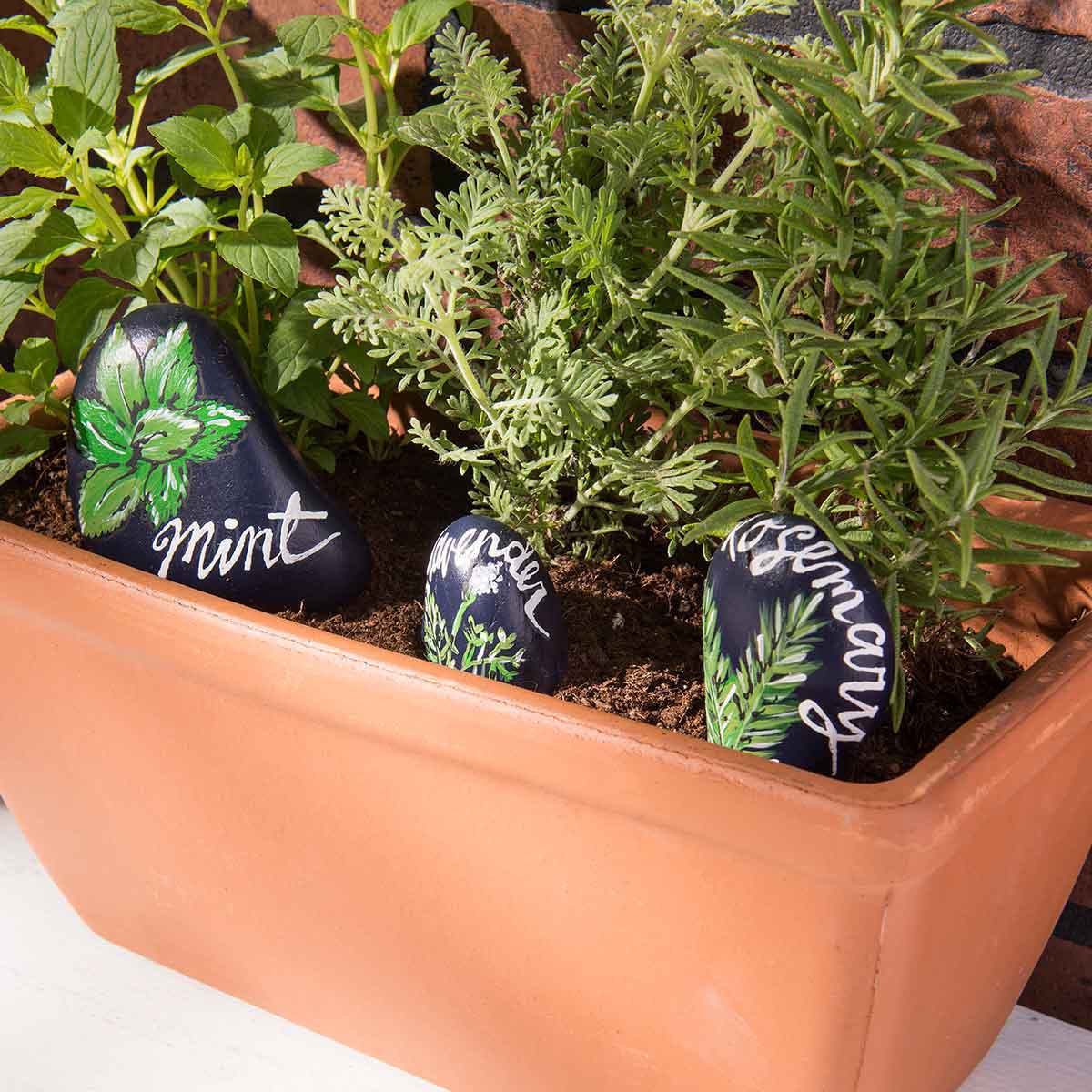 Painted Rock Herb Markers