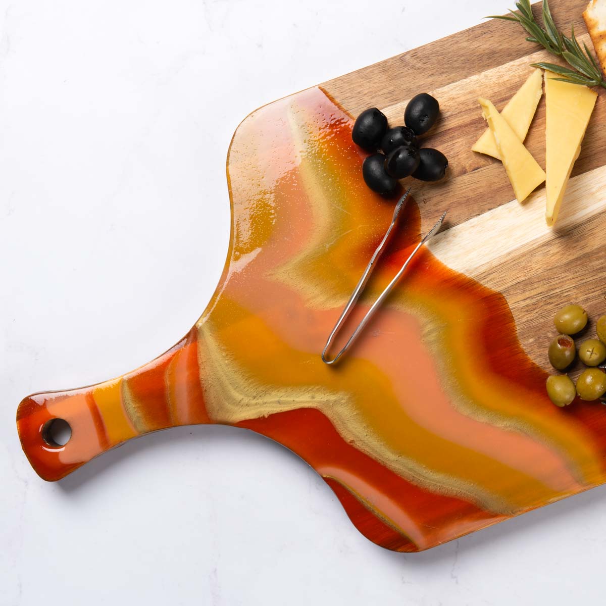Gold red and orange cutting board